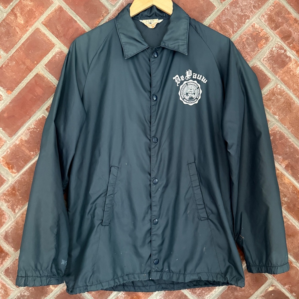 Vintage Sportsmaster DePauw University Jacket Navy Blue Windbreaker Mens Medium